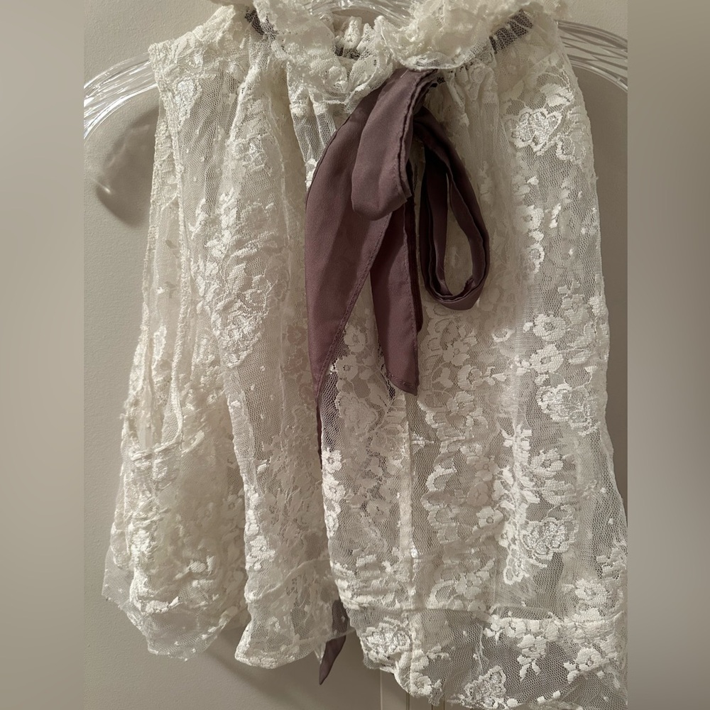 Free People Fly Away Lace Bow Top - Picture 6 of 13